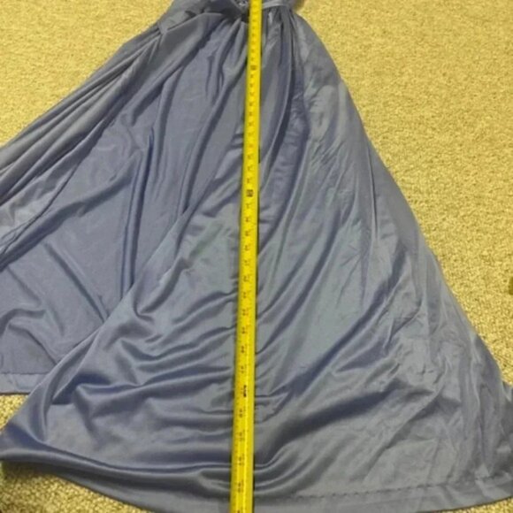 Vintage MISS ELAINE Medium Long WRAP ROBE Purple Blue NYLON Sleeve Lace Sweep - Picture 5 of 7